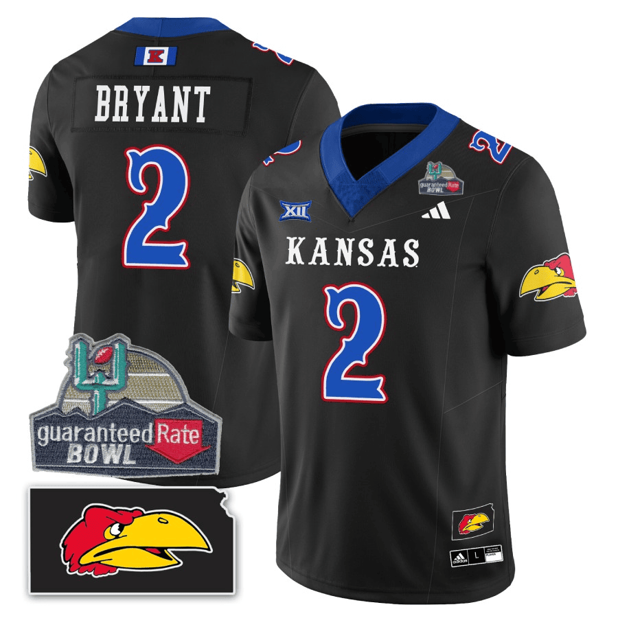 Kansas Jayhawks Blackhawk Guaranteed Rate Bowl Patch Vapor Limited Jersey - Stitched-Cuztomshoes