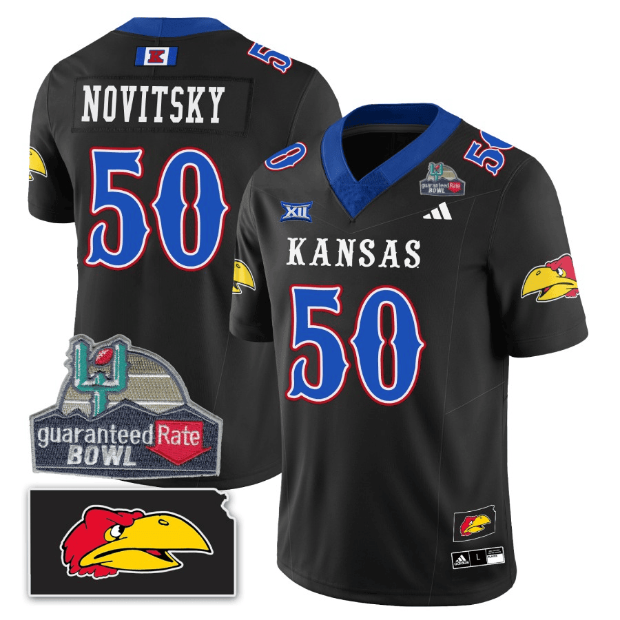 Kansas Jayhawks Blackhawk Guaranteed Rate Bowl Patch Vapor Limited Jersey - Stitched-Cuztomshoes