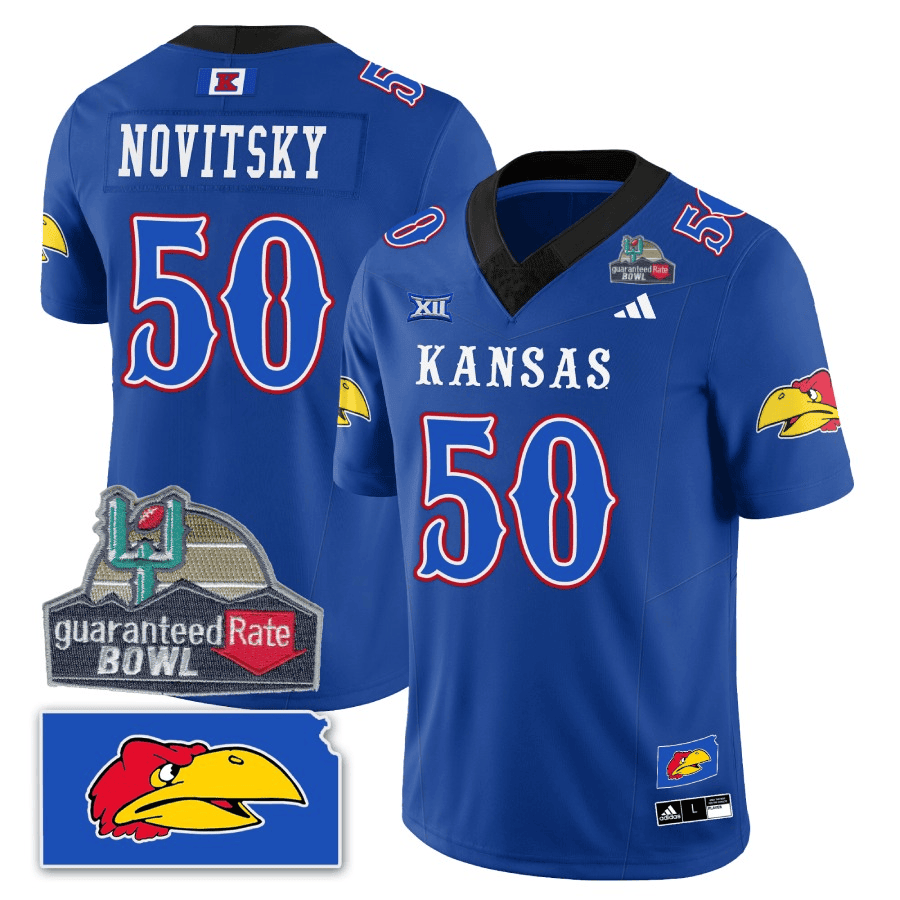 Kansas Jayhawks Blackhawk Guaranteed Rate Bowl Patch Vapor Limited Jersey - Stitched-Cuztomshoes