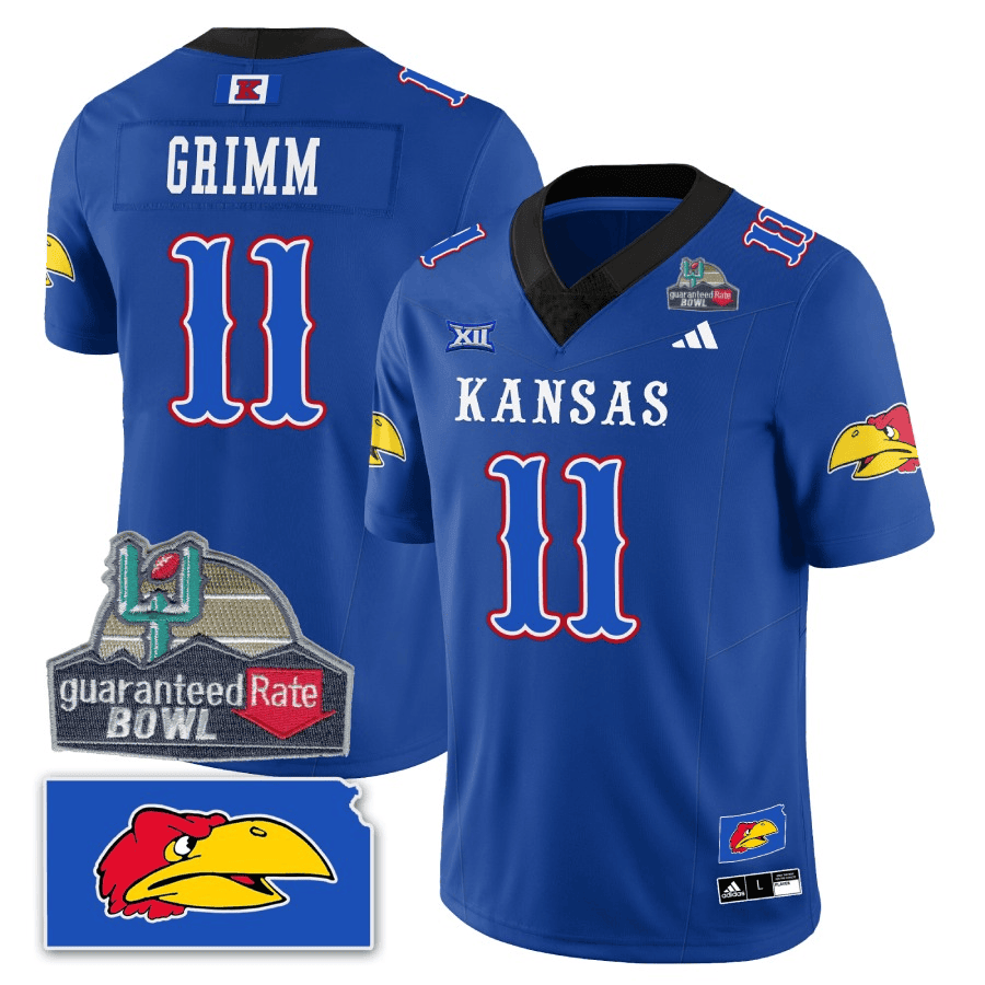 Kansas Jayhawks Blackhawk Guaranteed Rate Bowl Patch Vapor Limited Jersey - Stitched-Cuztomshoes