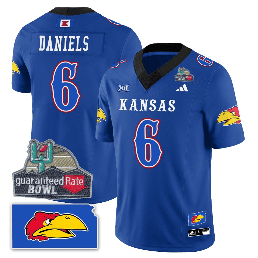Kansas Jayhawks Blackhawk Guaranteed Rate Bowl Patch Vapor Limited Jersey - Stitched-Cuztomshoes