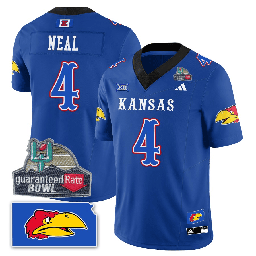Kansas Jayhawks Blackhawk Guaranteed Rate Bowl Patch Vapor Limited Jersey - Stitched-Cuztomshoes