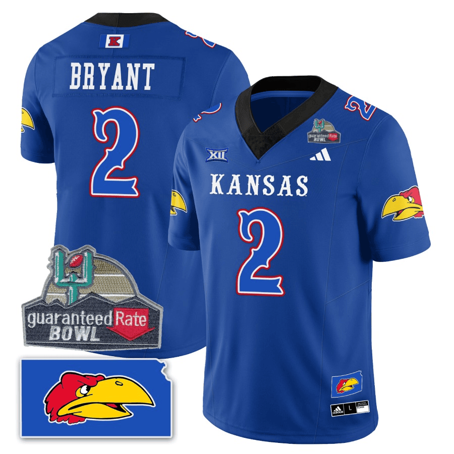 Kansas Jayhawks Blackhawk Guaranteed Rate Bowl Patch Vapor Limited Jersey - Stitched-Cuztomshoes