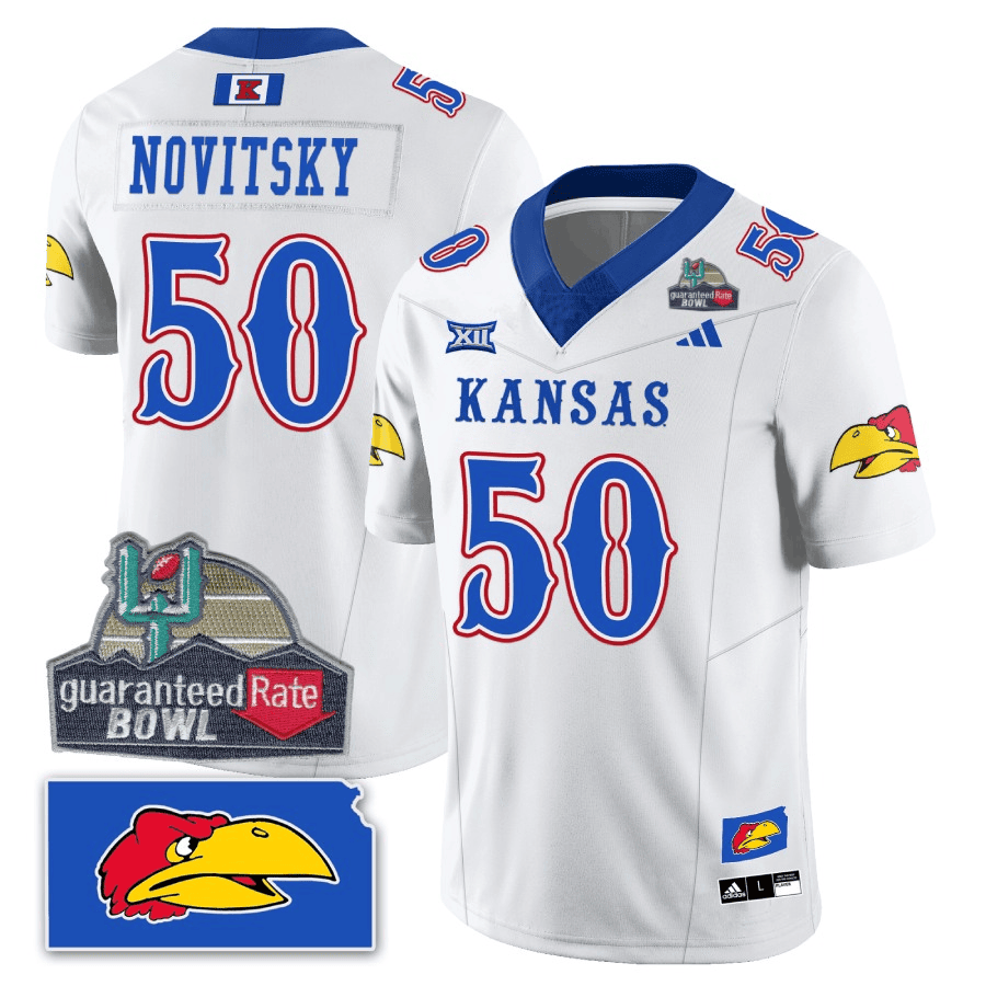 Kansas Jayhawks Blackhawk Guaranteed Rate Bowl Patch Vapor Limited Jersey - Stitched-Cuztomshoes