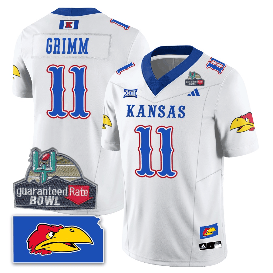 Kansas Jayhawks Blackhawk Guaranteed Rate Bowl Patch Vapor Limited Jersey - Stitched-Cuztomshoes
