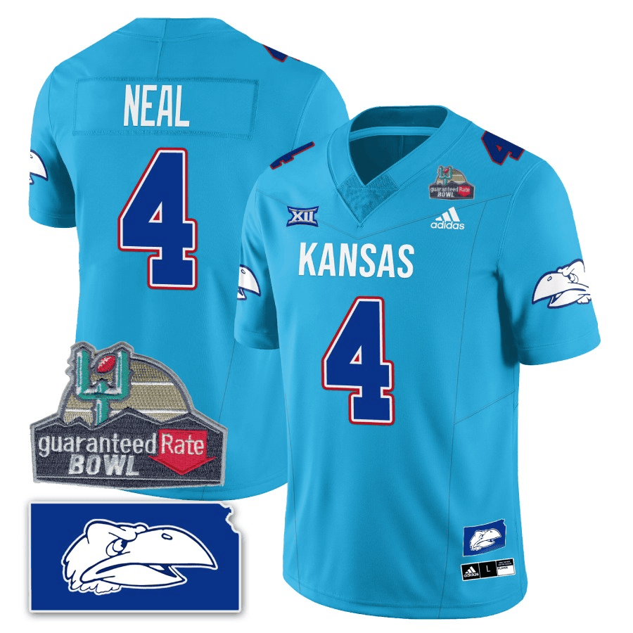 Kansas Jayhawks Blackhawk Guaranteed Rate Bowl Patch Vapor Limited Jersey - Stitched-Cuztomshoes