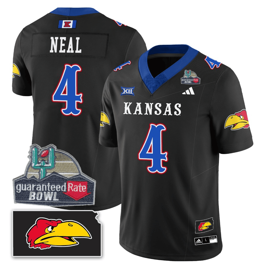 Kansas Jayhawks Blackhawk Guaranteed Rate Bowl Patch Vapor Limited Jersey - Stitched-Cuztomshoes