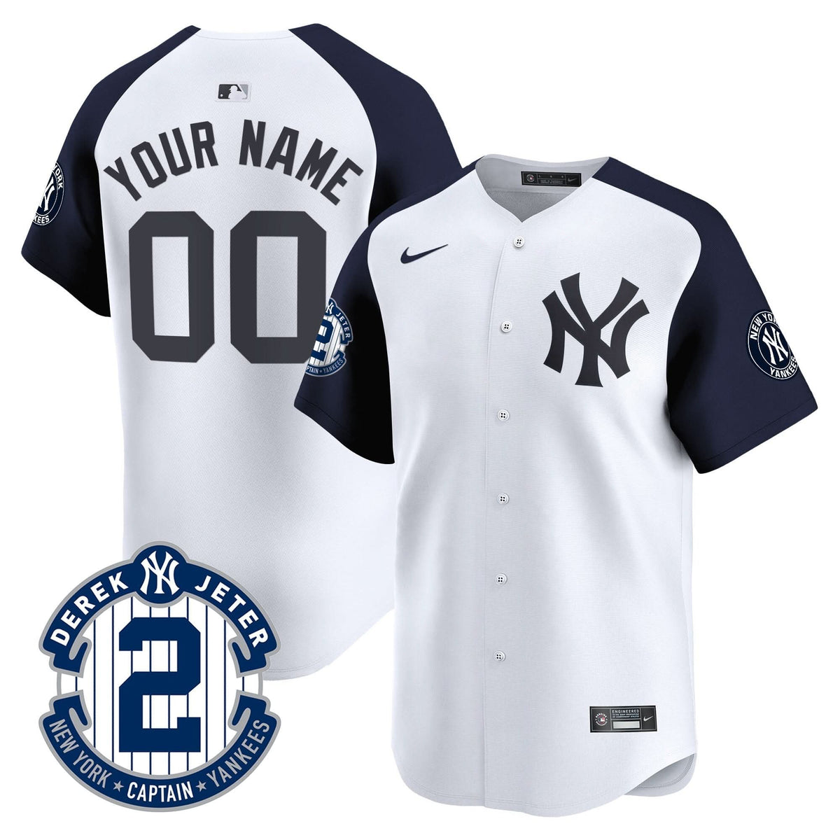 New York Yankees Derek Jeter Patch Vapor Premier Limited Custom Jersey - Stitched