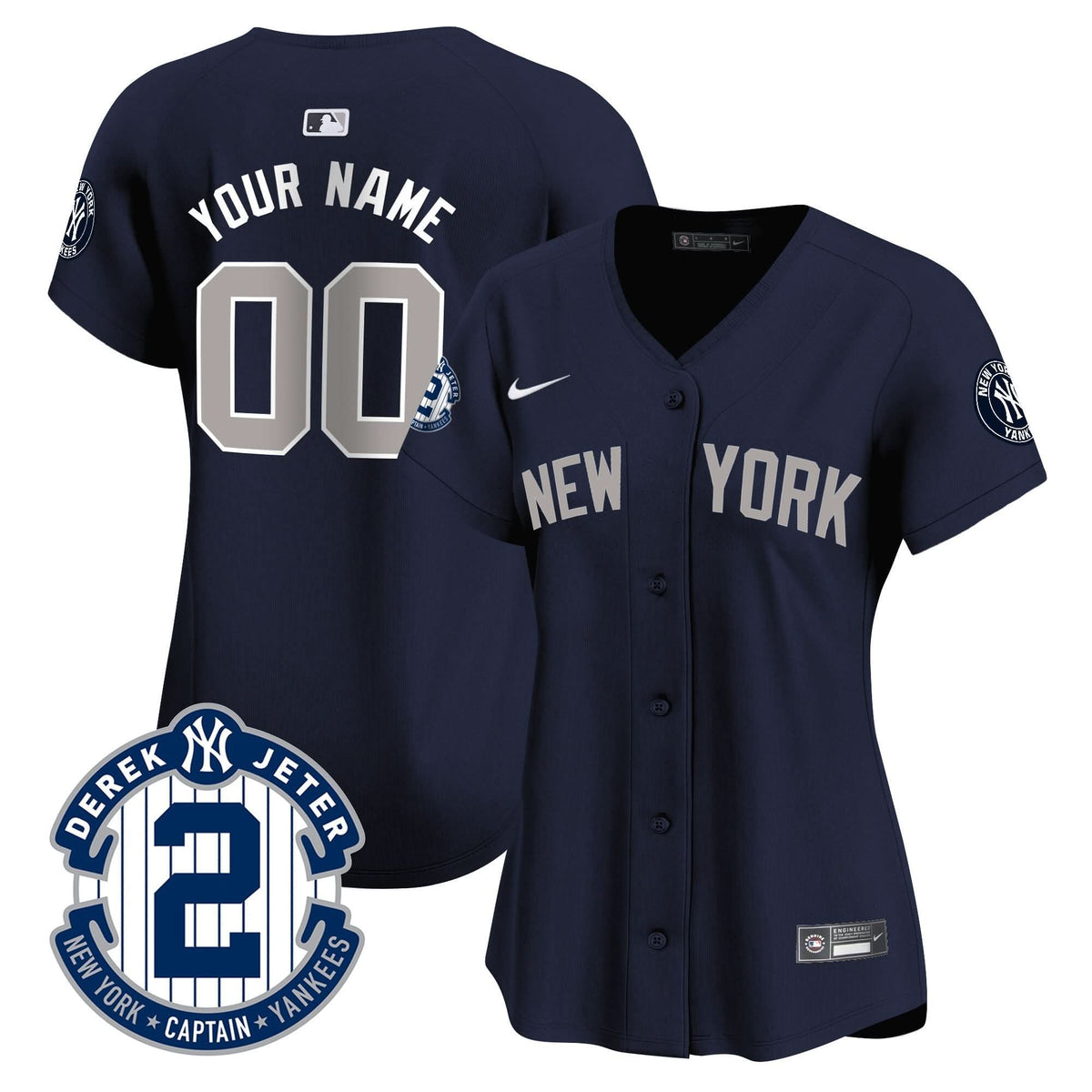 New York Yankees Derek Jeter Patch Vapor Premier Limited Custom Jersey - Stitched