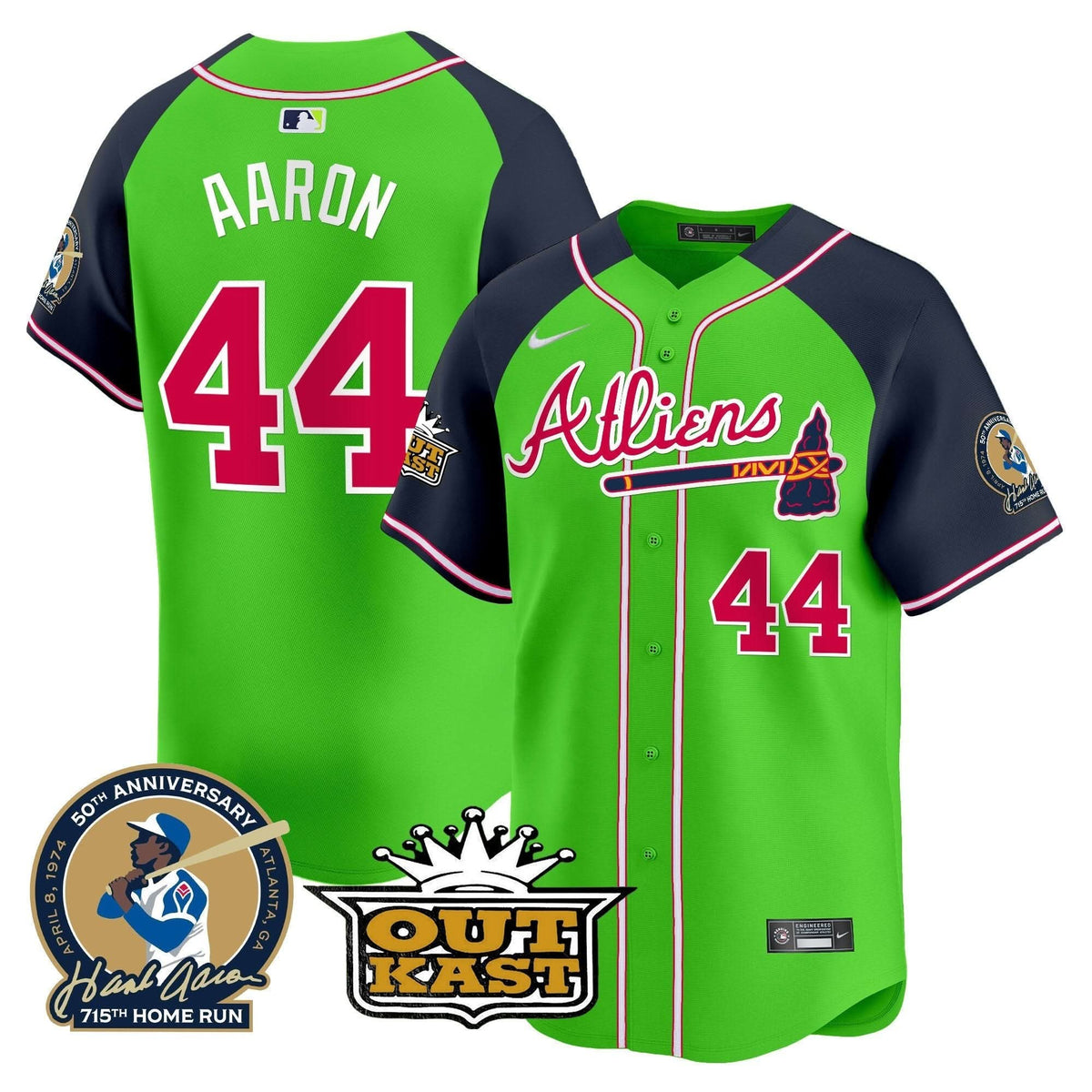 Atlanta Braves Atliens & Hank Aaron Patch Vapor Premier Limited Jersey - Stitched