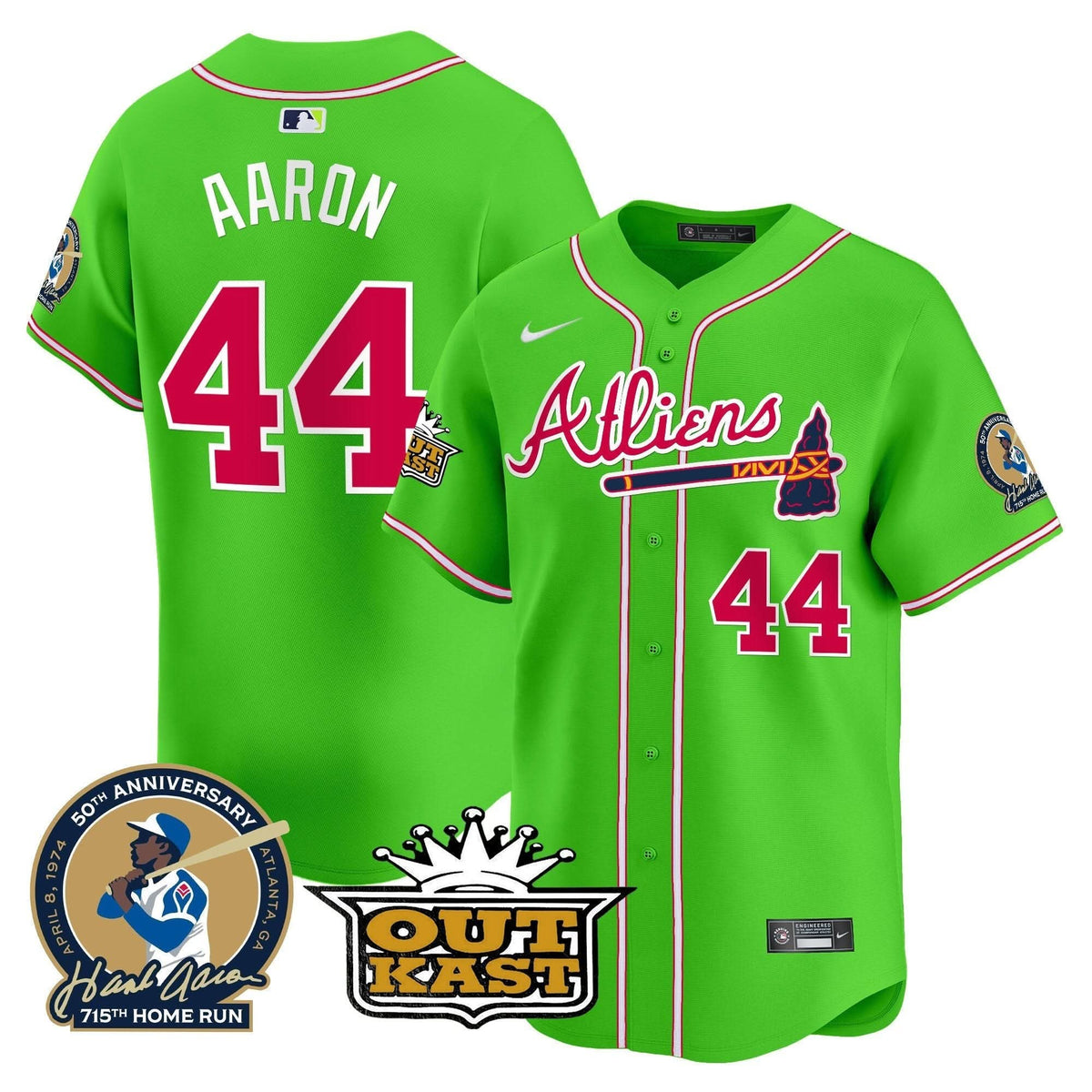 Atlanta Braves Atliens & Hank Aaron Patch Vapor Premier Limited Jersey - Stitched