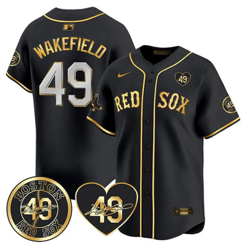 Boston Red Sox Tim Wakefield Memorial Patch Vaper Premier Limited Jersey - Stitched- Stitched