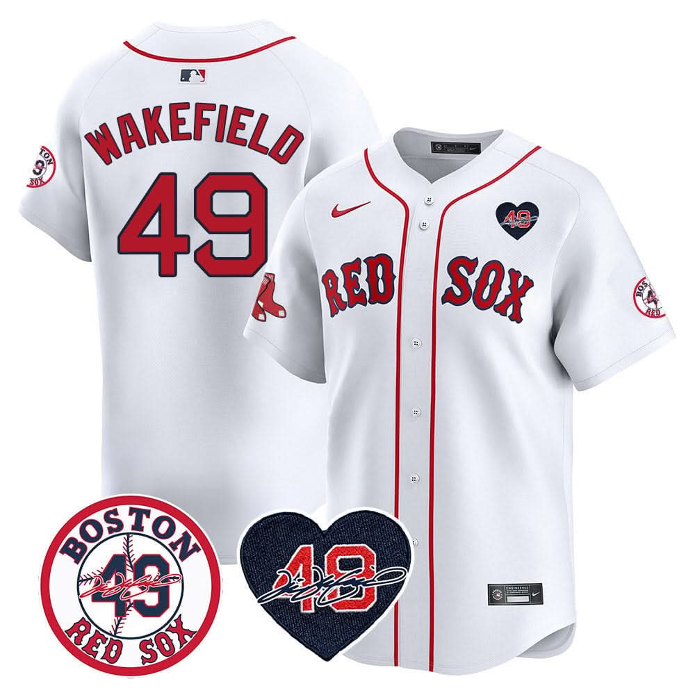 Boston Red Sox Tim Wakefield Memorial Patch Vaper Premier Limited Jersey - Stitched- Stitched