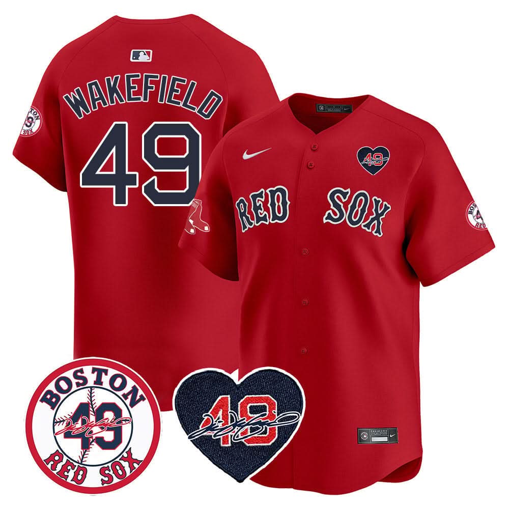 Boston Red Sox Tim Wakefield Memorial Patch Vaper Premier Limited Jersey - Stitched- Stitched