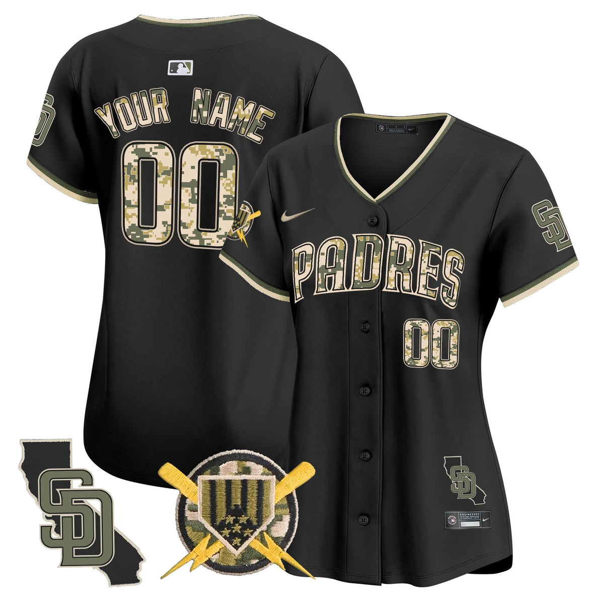 San Diego Padres Armed Forces Day Vapor Premier Limited Custom Jersey - Stitched