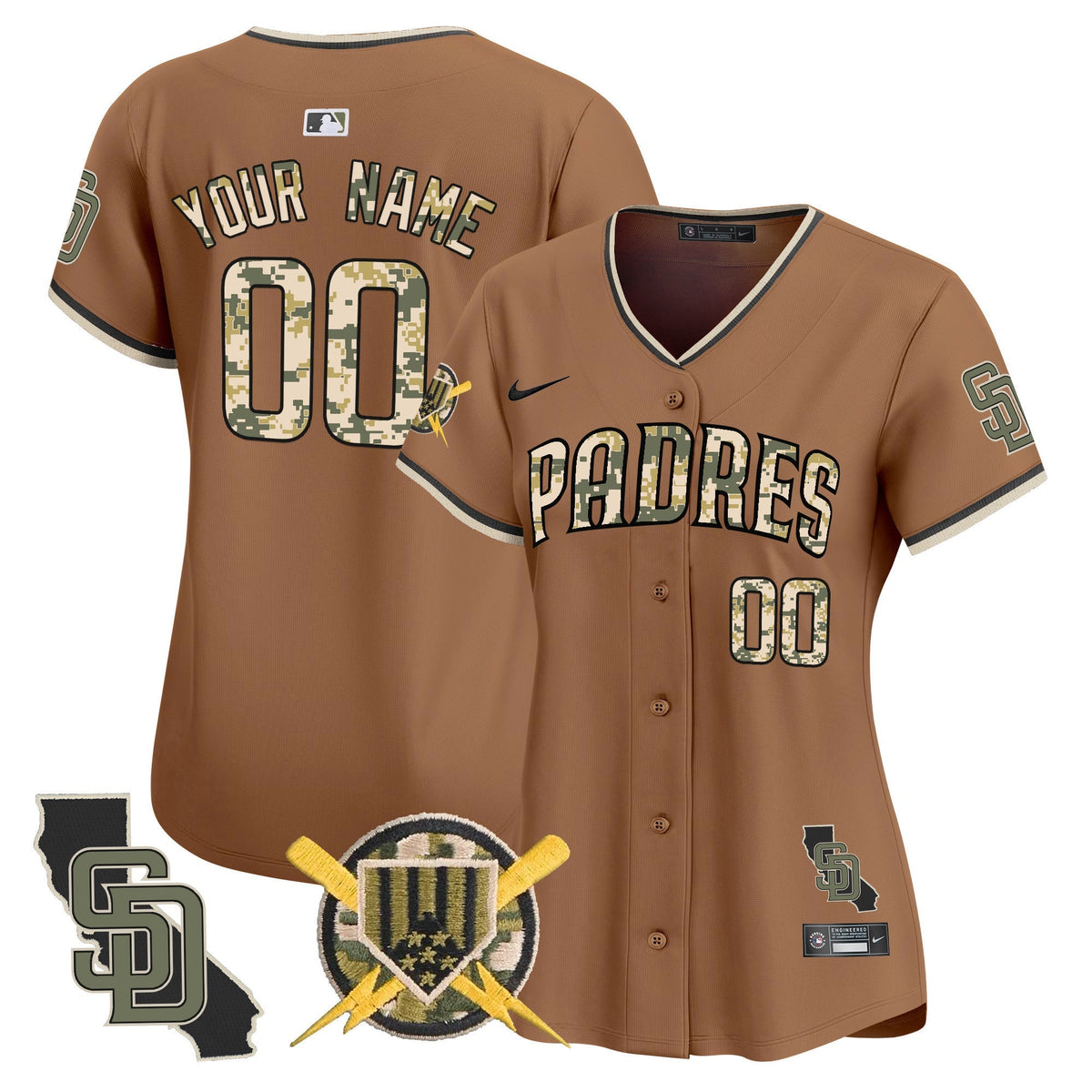 San Diego Padres Armed Forces Day Vapor Premier Limited Custom Jersey - Stitched