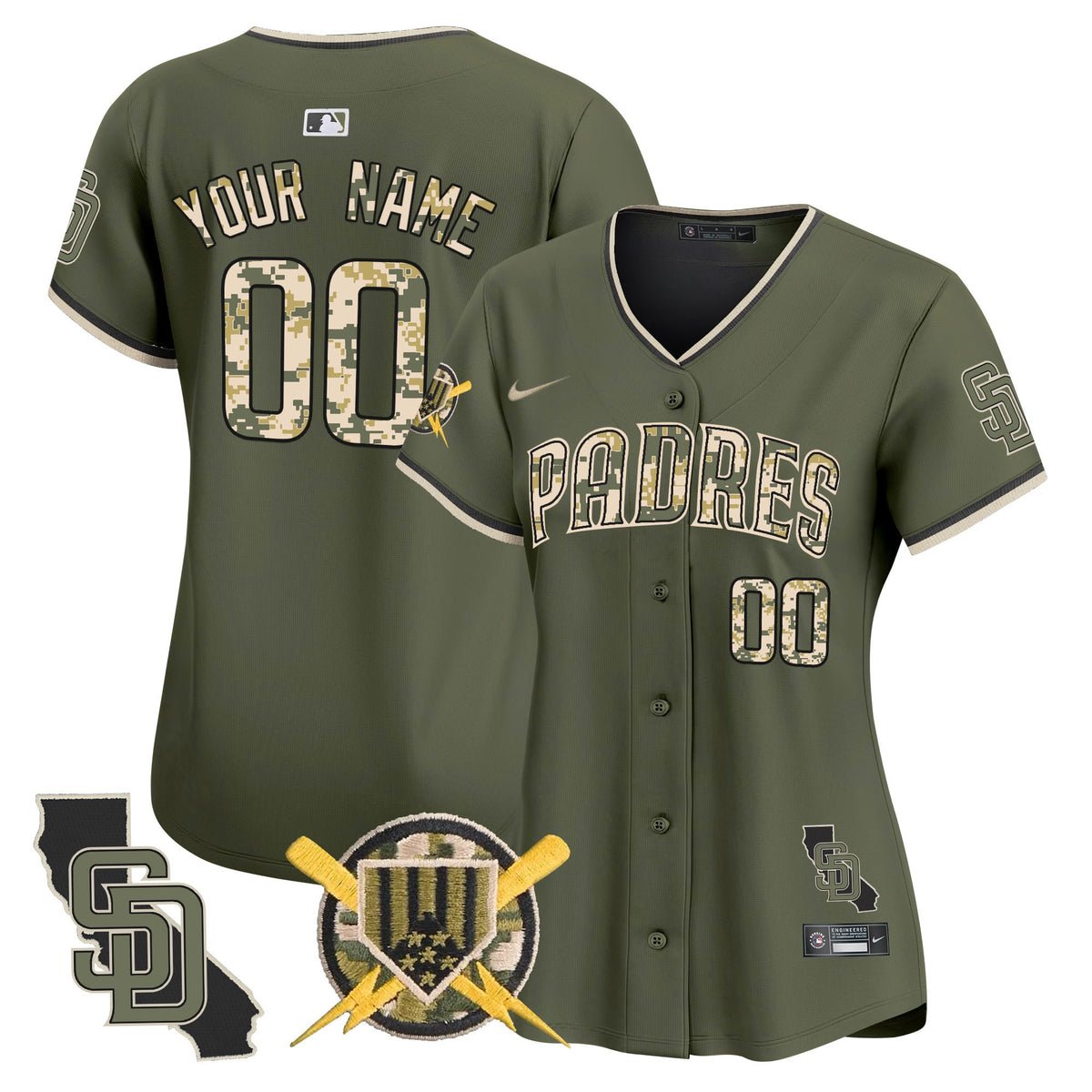 San Diego Padres Armed Forces Day Vapor Premier Limited Custom Jersey - Stitched