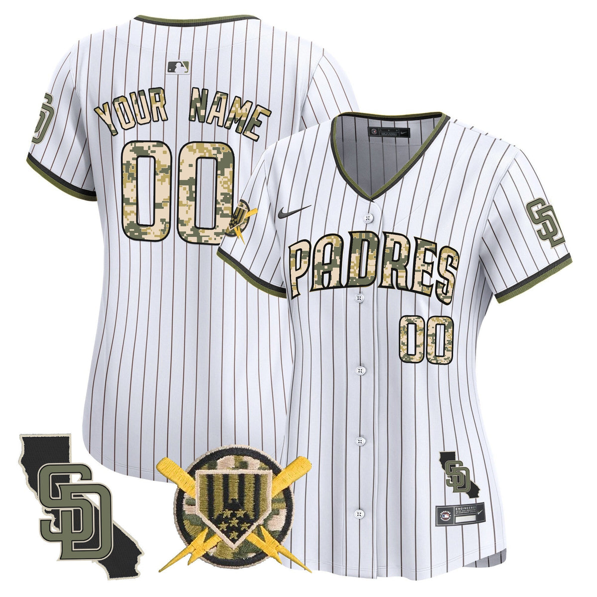 San Diego Padres Armed Forces Day Vapor Premier Limited Custom Jersey - Stitched