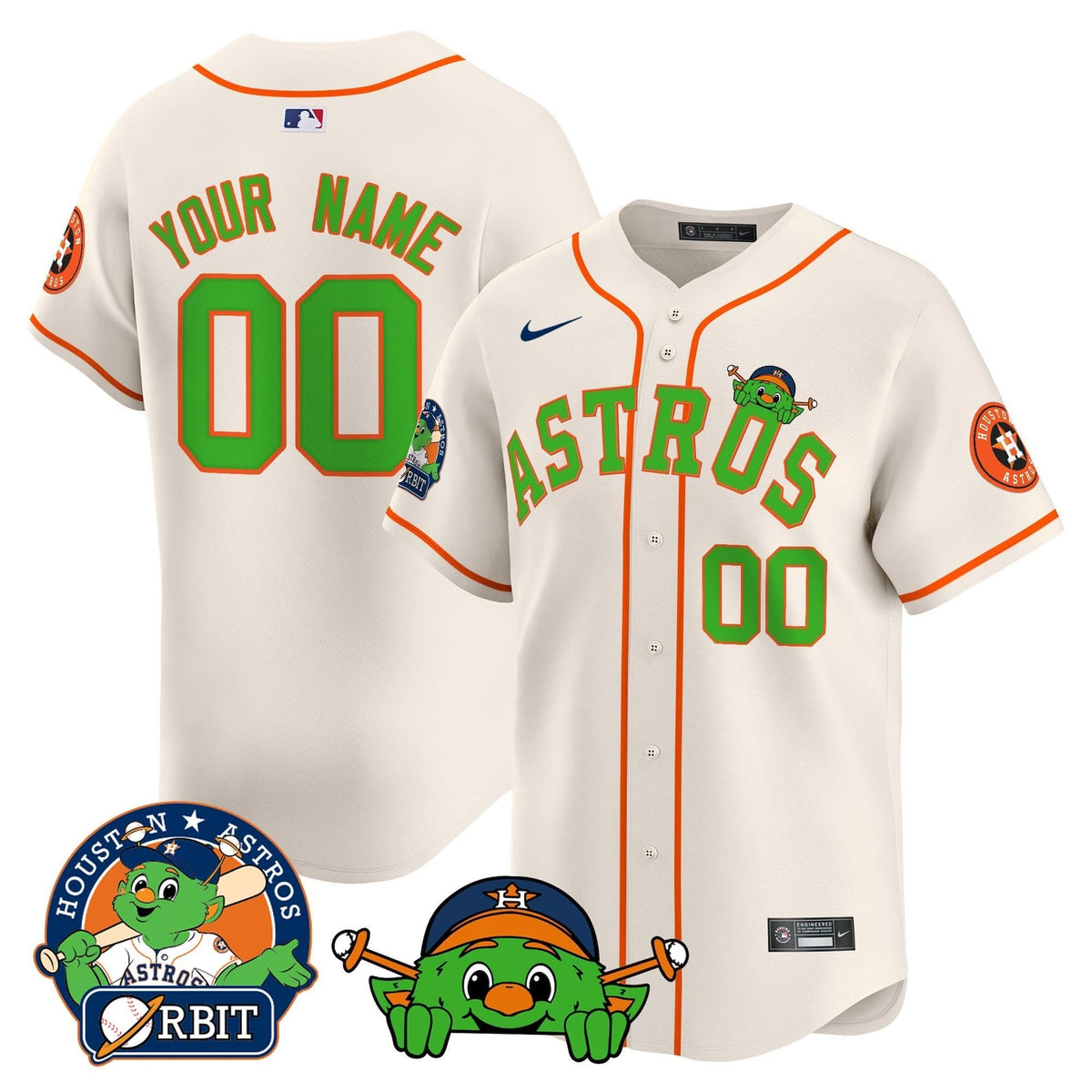 Houston Astros Orbit Patch Vapor Premier Limited Custom Jersey V3 - Stitched