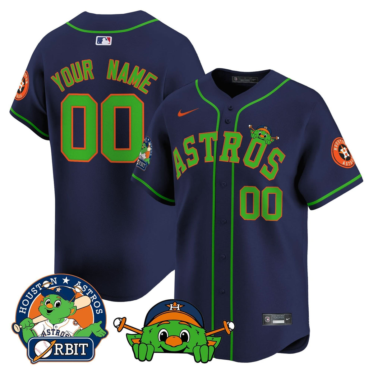Houston Astros Orbit Patch Vapor Premier Limited Custom Jersey V3 - Stitched