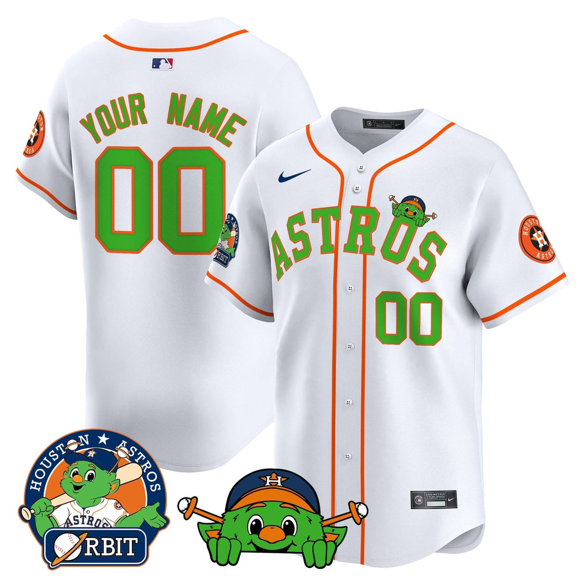 Houston Astros Orbit Patch Vapor Premier Limited Custom Jersey V3 - Stitched