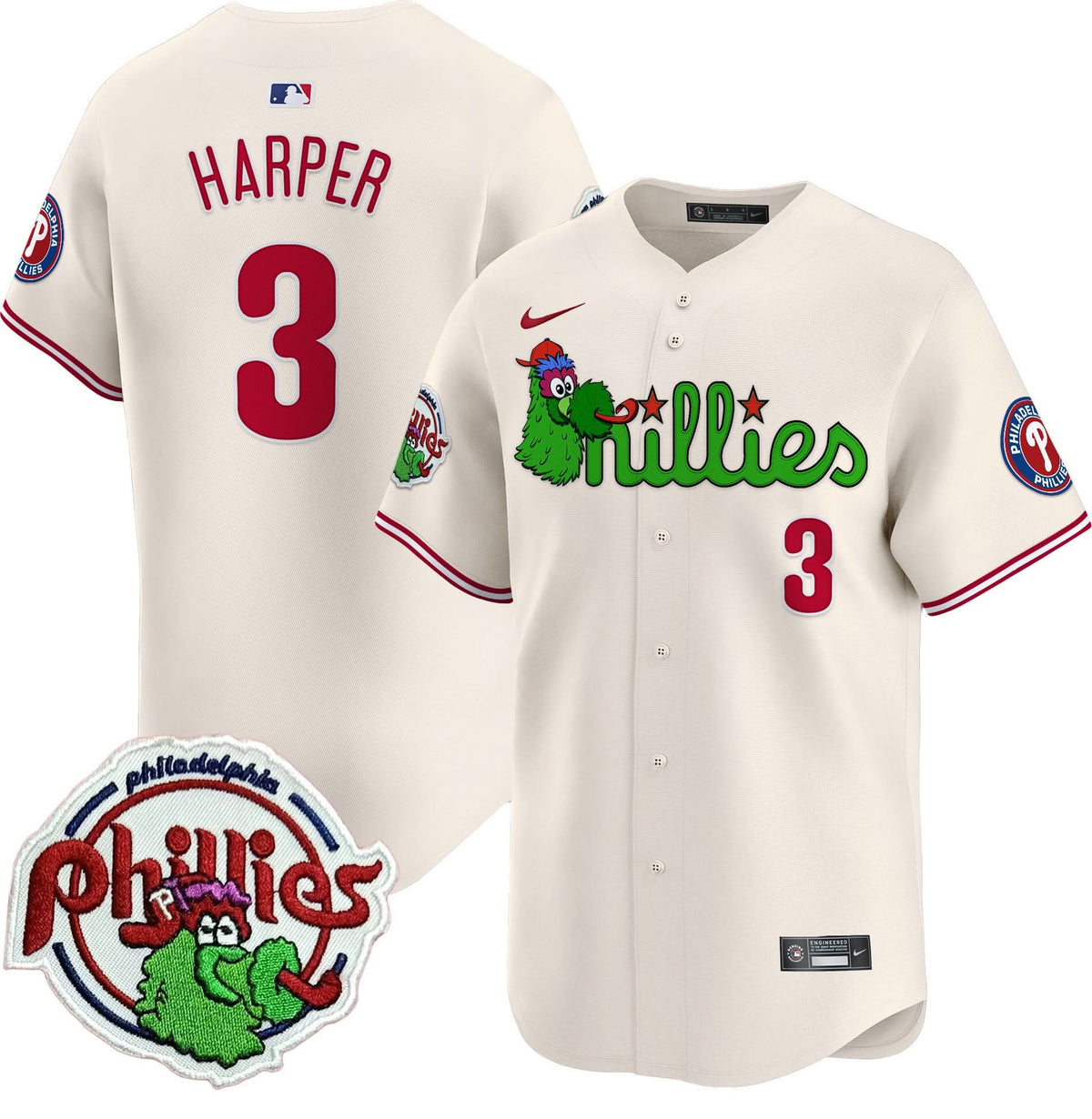Philadelphia Phillies Phanatic Patch Vapor Premier Limited Jersey V3 - Stitched
