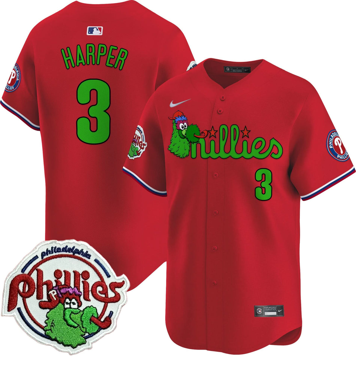 Philadelphia Phillies Phanatic Patch Vapor Premier Limited Jersey V3 - Stitched