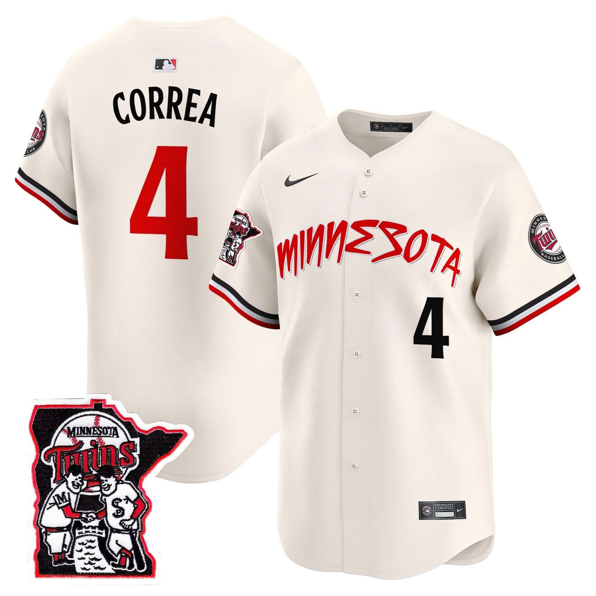 Minnesota Twins Shaking Hands Patch Vapor Premier Limited Jersey - Stitched