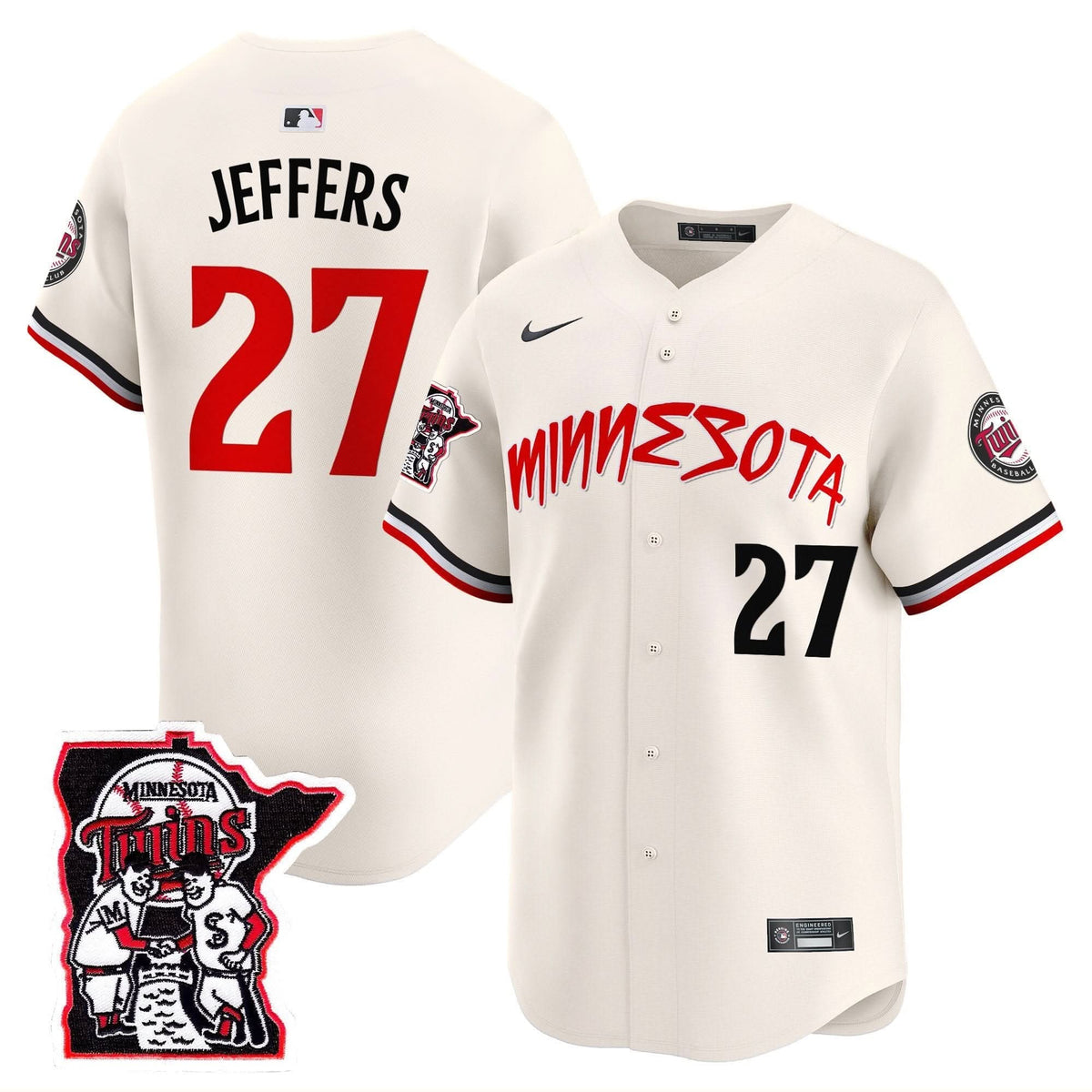 Minnesota Twins Shaking Hands Patch Vapor Premier Limited Jersey - Stitched