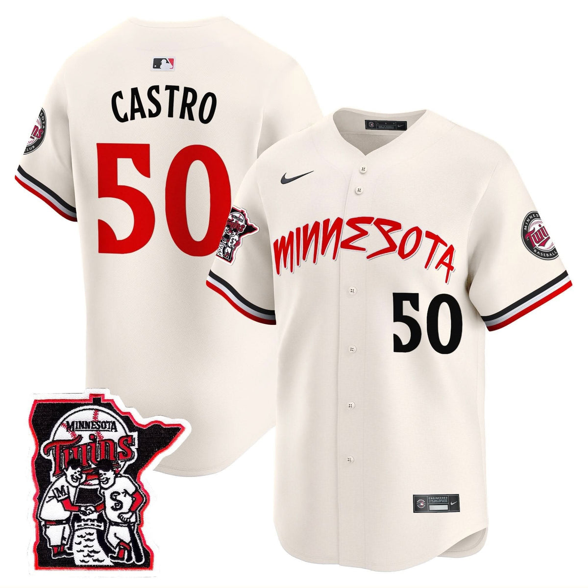 Minnesota Twins Shaking Hands Patch Vapor Premier Limited Jersey - Stitched