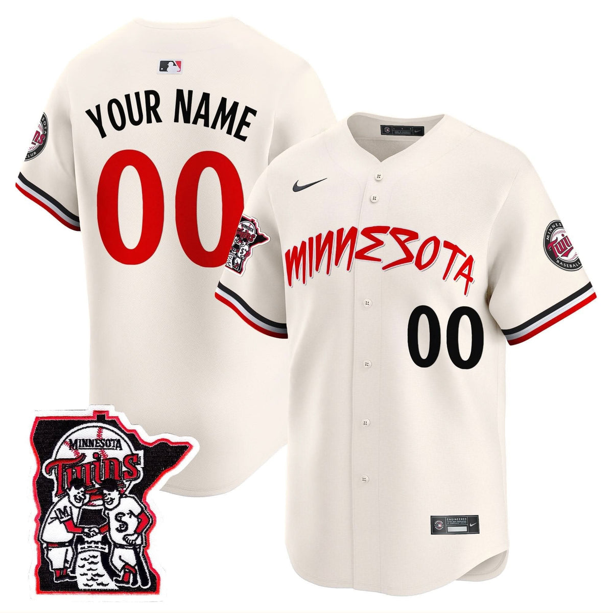 Minnesota Twins Shaking Hands Patch Vapor Premier Limited Custom Jersey - Stitched
