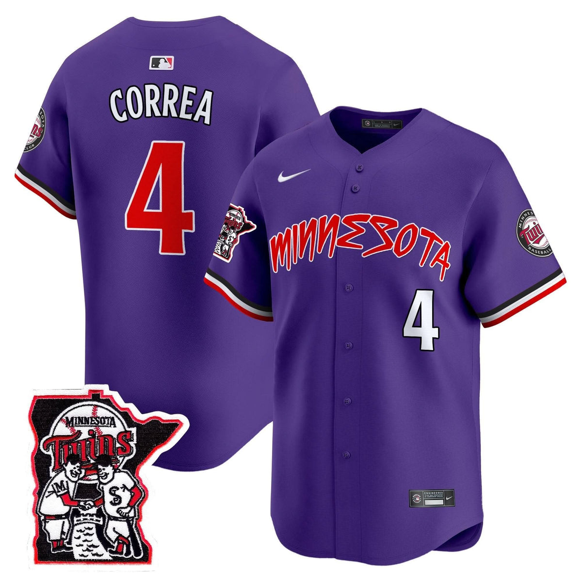 Minnesota Twins Shaking Hands Patch Vapor Premier Limited Jersey - Stitched