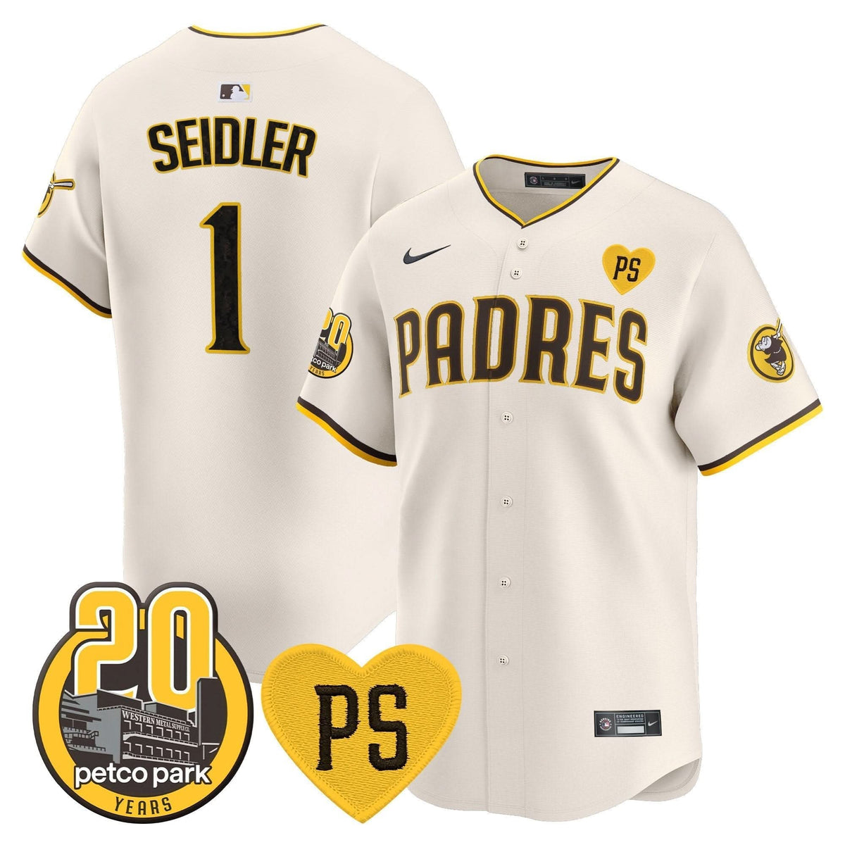 San Diego Padres “For Peter” & Petco Park 20th Patch Vapor Premier Limited Jersey V2 – Stitched