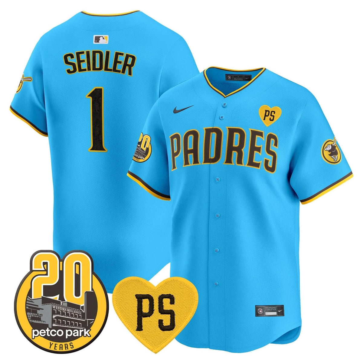 San Diego Padres “For Peter” & Petco Park 20th Patch Vapor Premier Limited Jersey V2 – Stitched