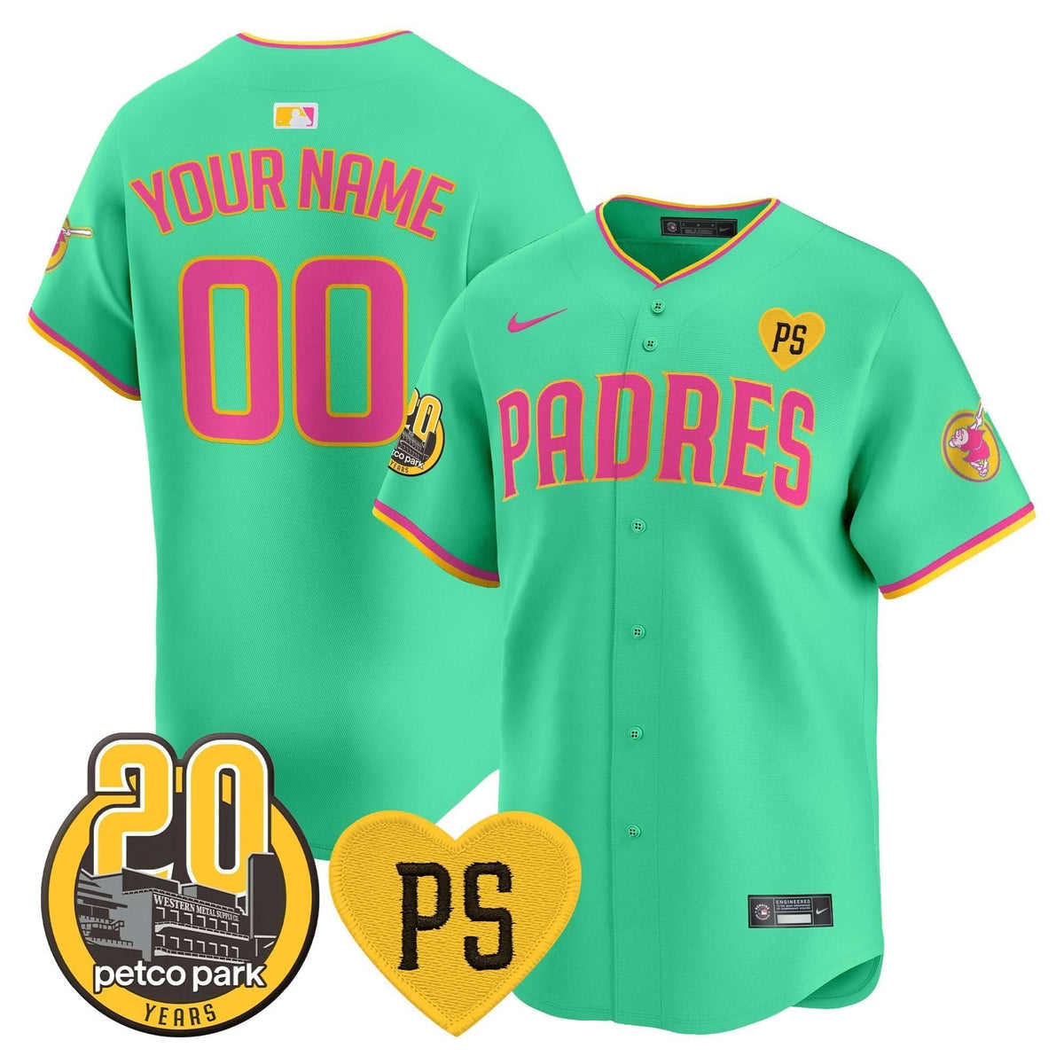 San Diego Padres “For Peter” & Petco Park 20th Patch Vapor Premier Limited Custom Jersey V2 – Stitched