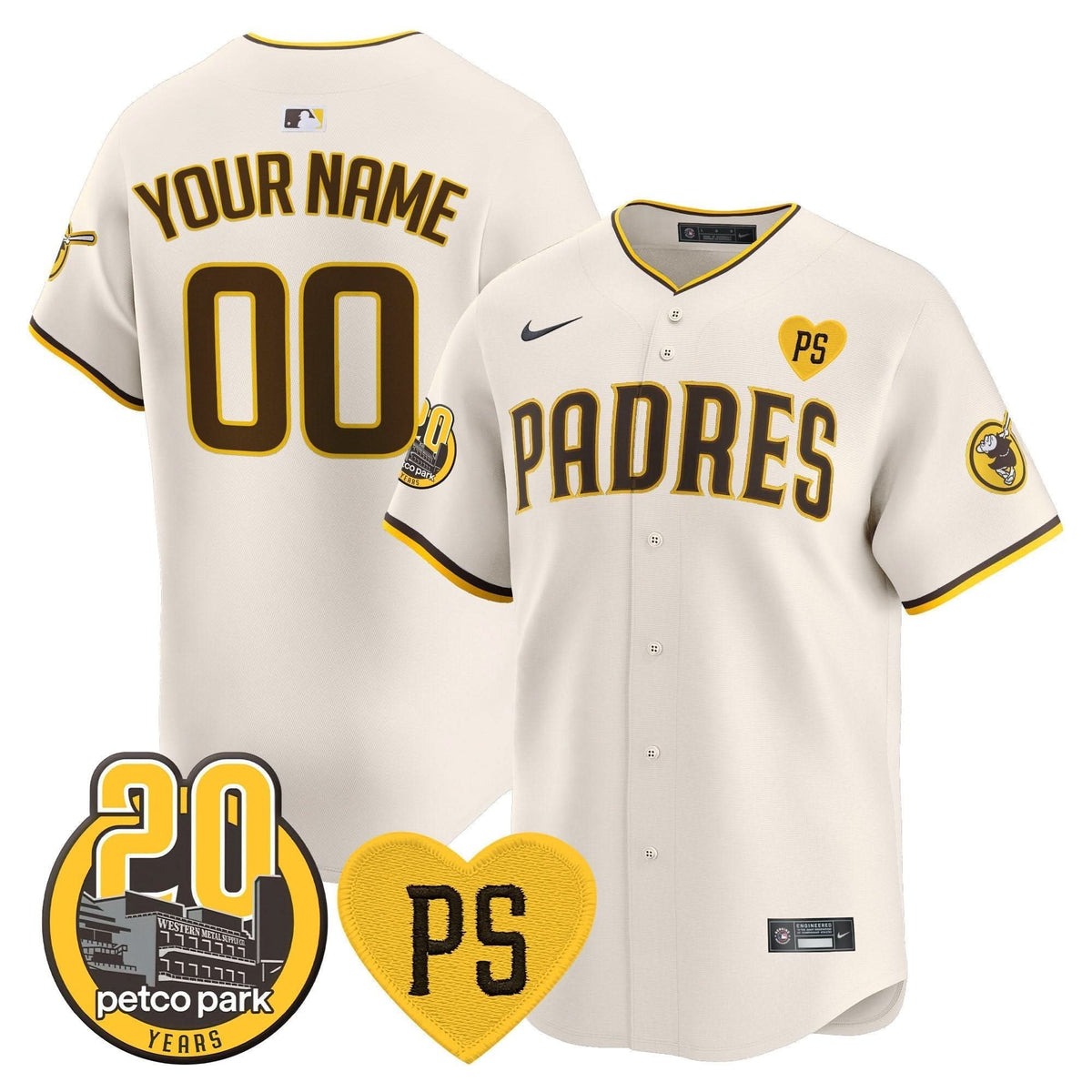 San Diego Padres “For Peter” & Petco Park 20th Patch Vapor Premier Limited Custom Jersey V2 – Stitched
