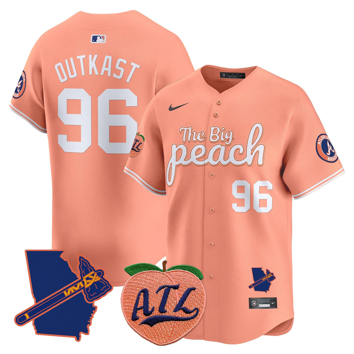 Atlanta Braves The Big Peach Vapor Premier Limited Jersey - Stitched