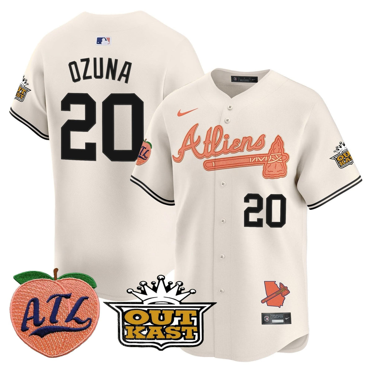 Atlanta Braves Atliens & Peach Vapor Premier Limited Jersey - Stitched