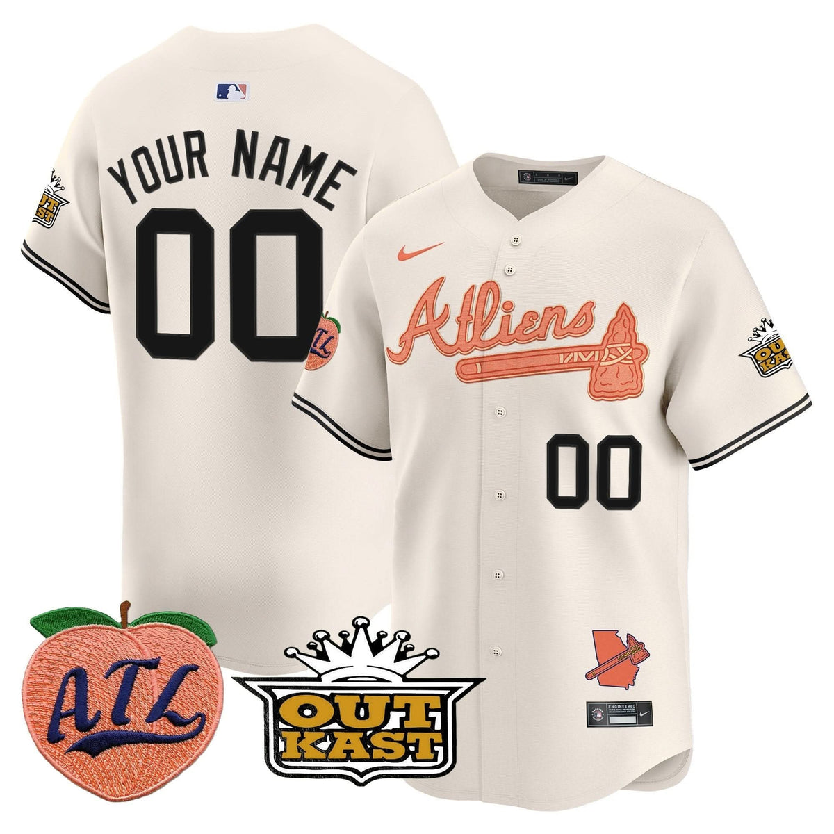 Atlanta Braves Atliens & Peach Vapor Premier Limited Custom Jersey - Stitched
