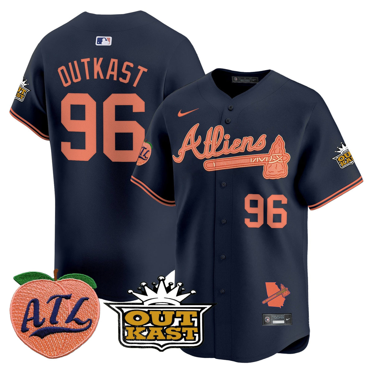Atlanta Braves Atliens & Peach Vapor Premier Limited Jersey - Stitched