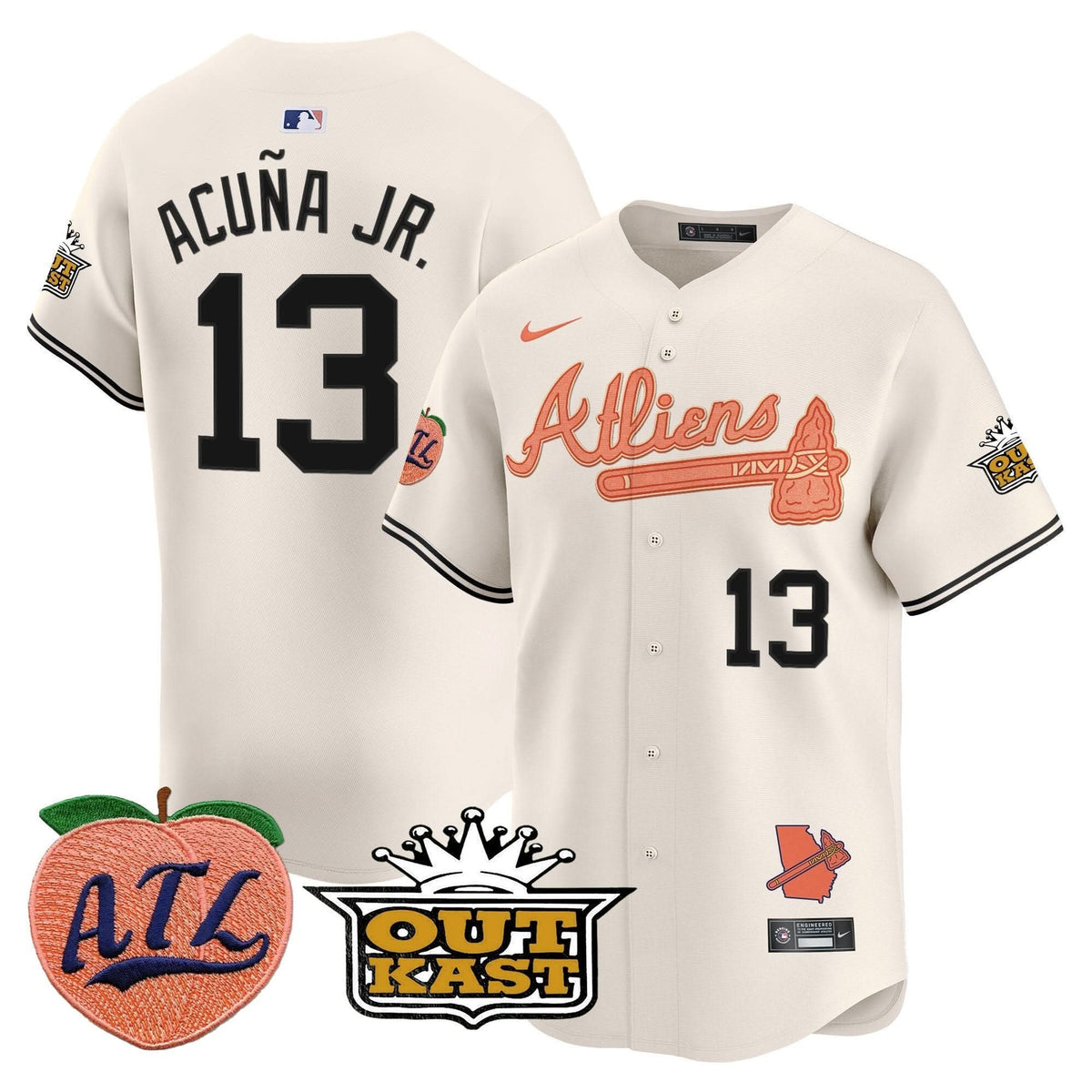 Atlanta Braves Atliens & Peach Vapor Premier Limited Jersey - Stitched