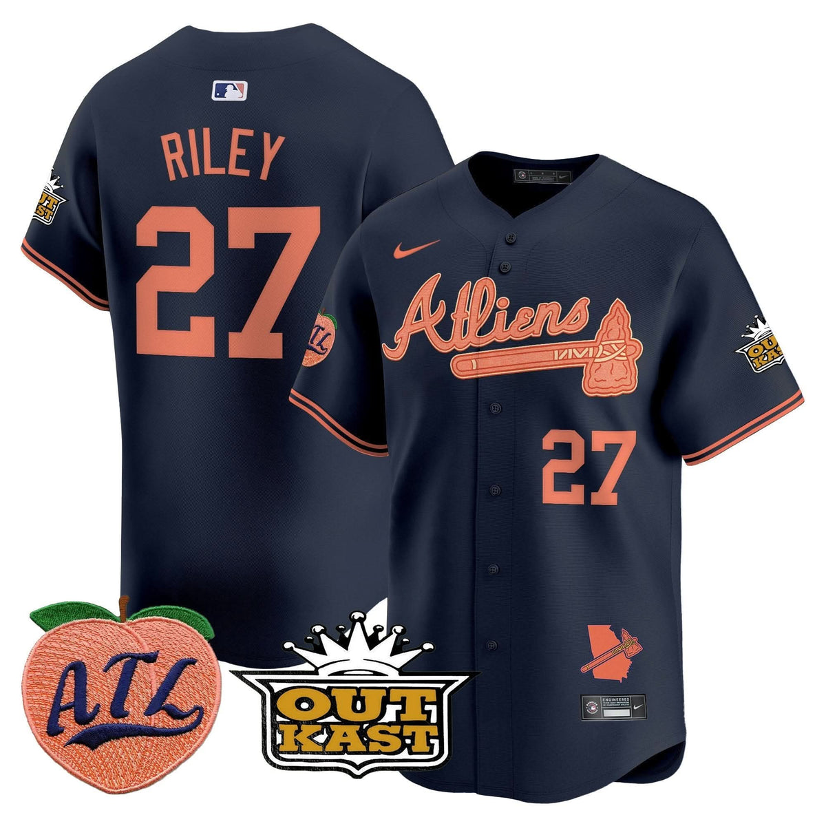 Atlanta Braves Atliens & Peach Vapor Premier Limited Jersey - Stitched