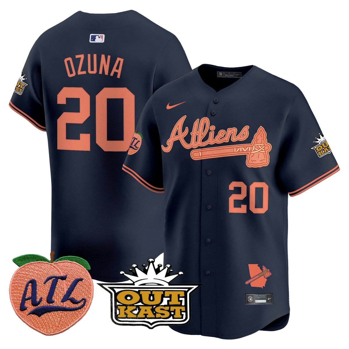 Atlanta Braves Atliens & Peach Vapor Premier Limited Jersey - Stitched