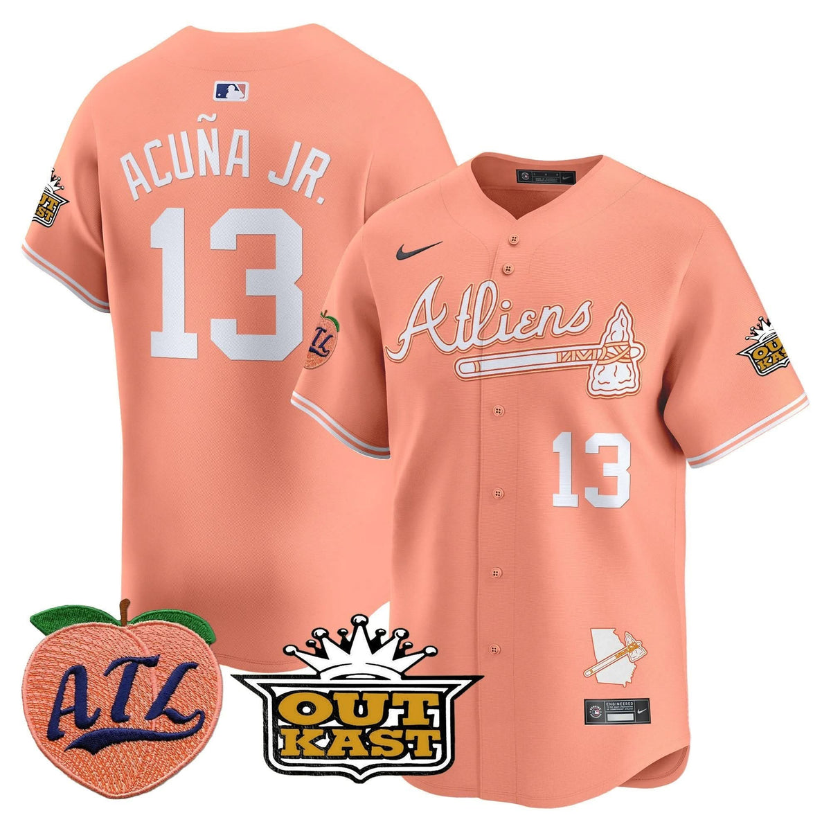 Atlanta Braves Atliens & Peach Vapor Premier Limited Jersey - Stitched