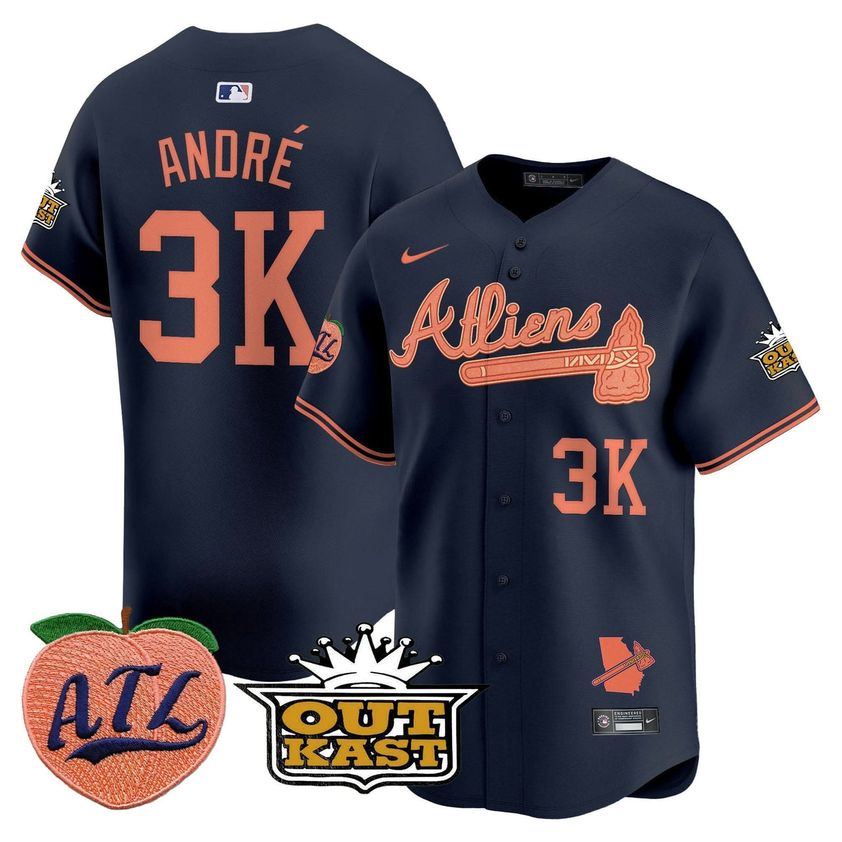 Atlanta Braves Atliens & Peach Vapor Premier Limited Jersey - Stitched