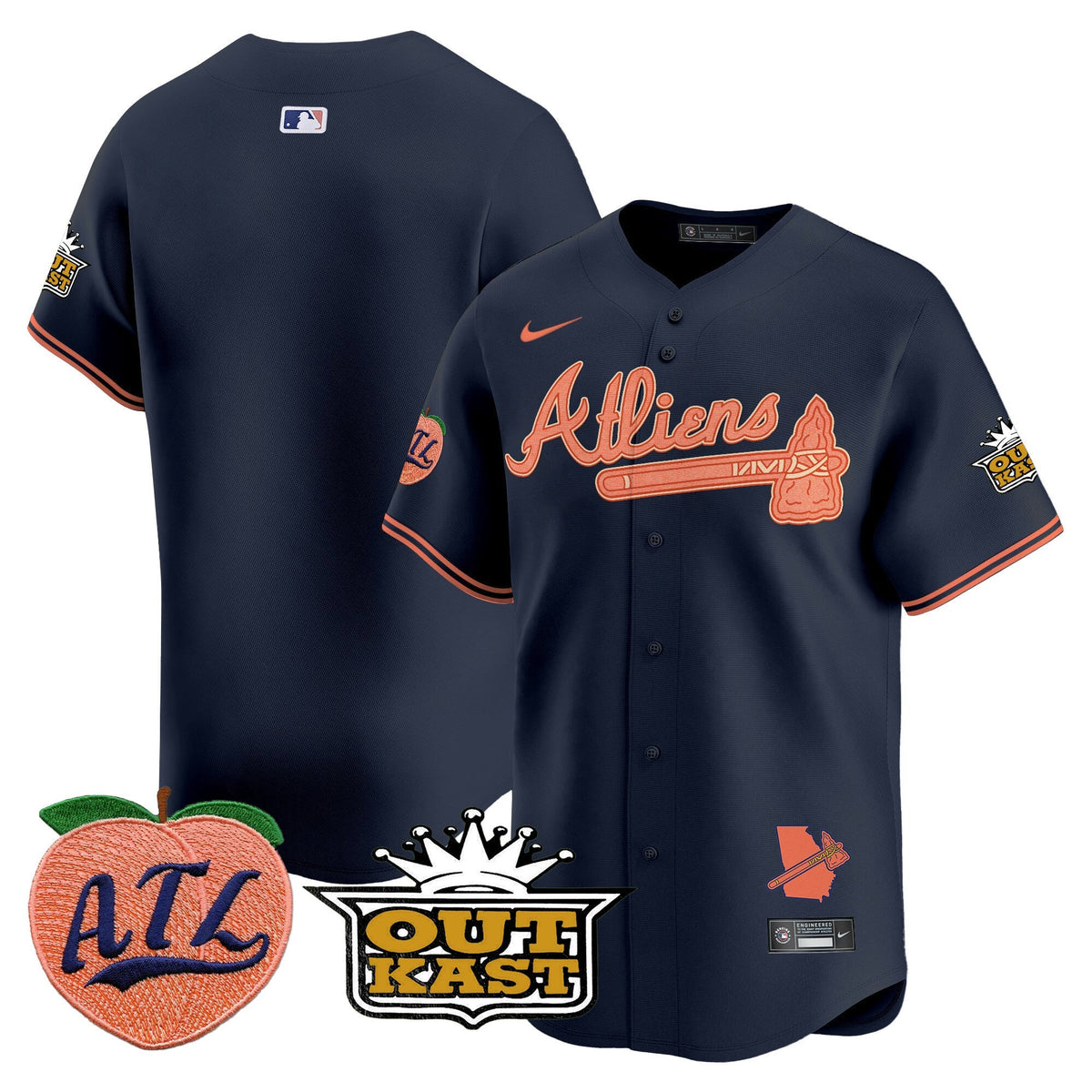 Atlanta Braves Atliens & Peach Vapor Premier Limited Jersey - Stitched