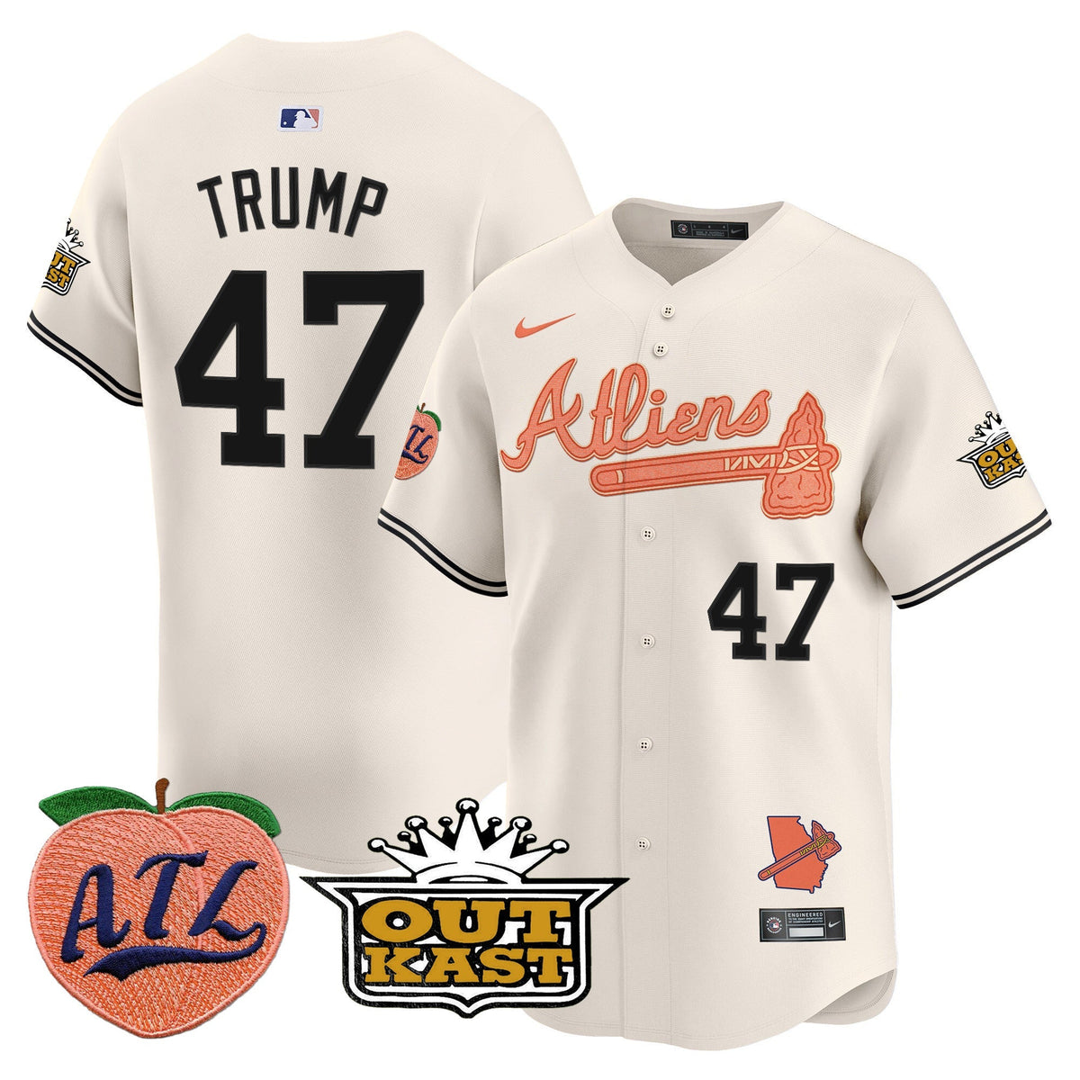 Atlanta Braves Atliens & Peach Vapor Premier Limited Jersey - Stitched