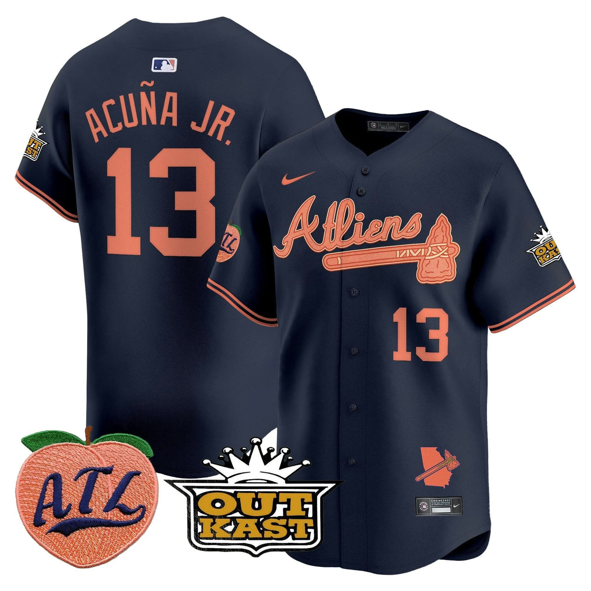 Atlanta Braves Atliens & Peach Vapor Premier Limited Jersey - Stitched