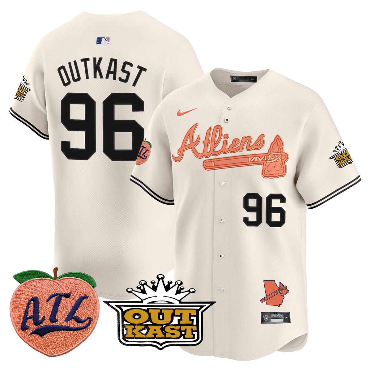 Atlanta Braves Atliens & Peach Vapor Premier Limited Jersey - Stitched