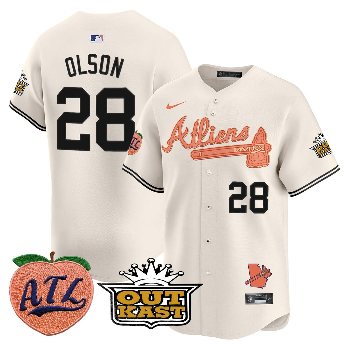 Atlanta Braves Atliens & Peach Vapor Premier Limited Jersey - Stitched